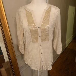 Beautiful Anthropologie off white sequined top